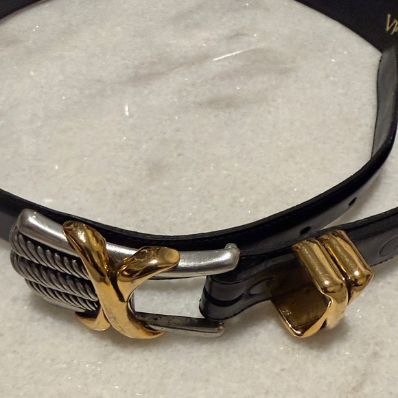 Vicenza Womens Waist Belt Black Golden #1222 Genuine Italian Size 30 - Picture 3 of 6